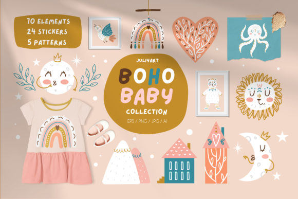 Boho Baby Collection: A Versatile Design Toolkit for Modern Baby-Themed Creations