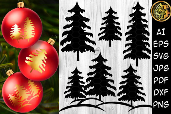 Christmas Pine Tree Clipart Set 2