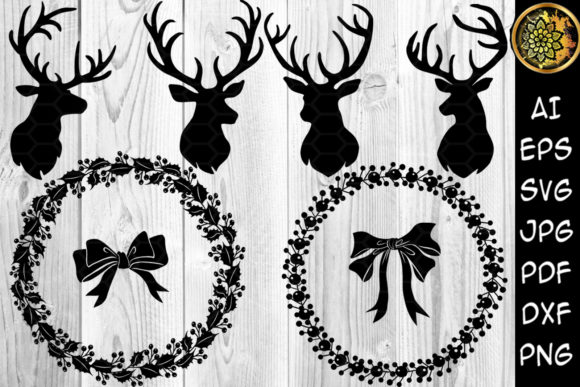 Christmas Reindeer – Wreath Clipart for Holiday DIY Projects