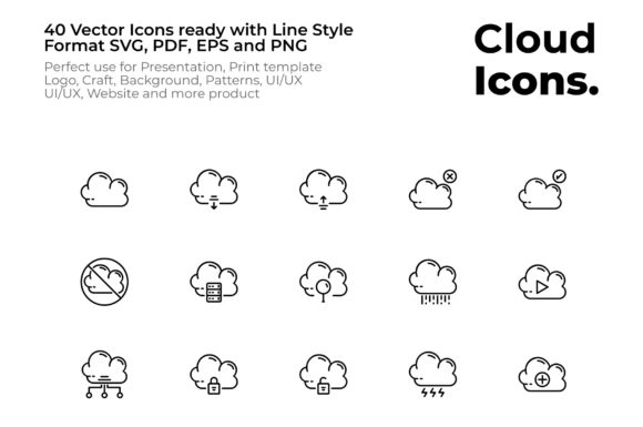 Cloud Collection Icon Set Line Style