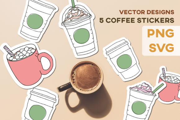 Coffee Tea Cups Mugs Stickers Design Kit