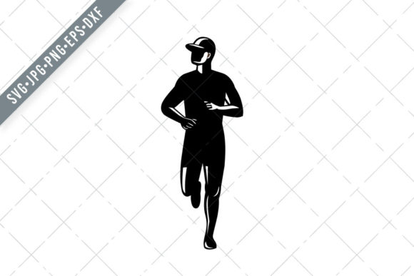 The Artistic Power of a Country Marathon Runner Silhouette in Retro Black and White