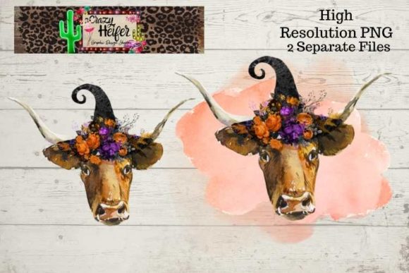 When Farm Meets Fantasy: The Long Horn Cow Halloween Witch Design for Sublimation