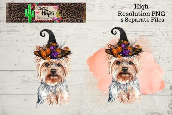 Yorkie Witch Halloween PNG for Creative Projects